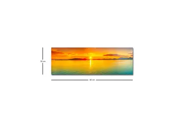 Canvas-taulu LED-valaistuksella - Auringonlasku tyynen veden yllä - Oranssi / Sininen / Kulta - Sisustustuotteet - Taulu & taide - Canvas-taulu