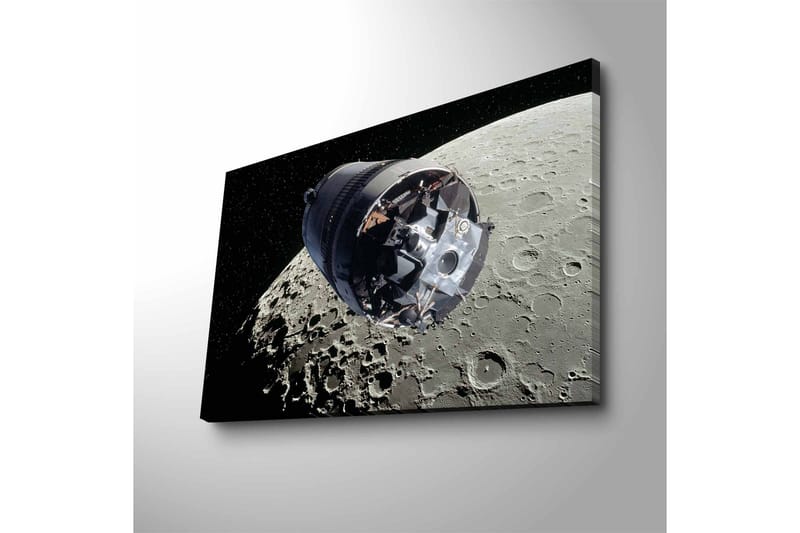 Canvas-taulu LED-valaistuksella - Avaruusalus kuun kiertoradalla - Harmaa / Musta / Hopea - Sisustustuotteet - Taulu & taide - Canvas-taulu