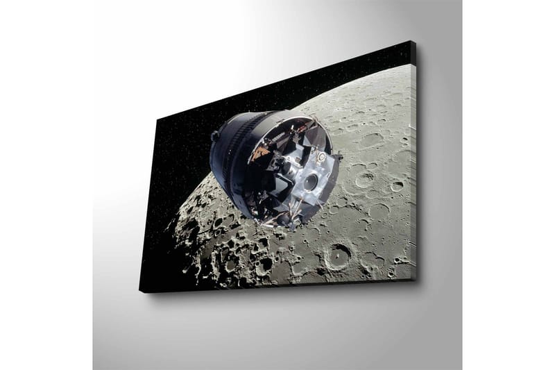 Canvas-taulu LED-valaistuksella - Avaruusalus kuun kiertoradalla - Harmaa / Musta / Hopea - Sisustustuotteet - Taulu & taide - Canvas-taulu