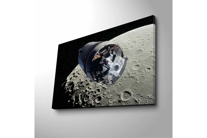 Canvas-taulu LED-valaistuksella - Avaruusalus kuun kiertoradalla - Harmaa / Musta / Hopea - Sisustustuotteet - Taulu & taide - Canvas-taulu