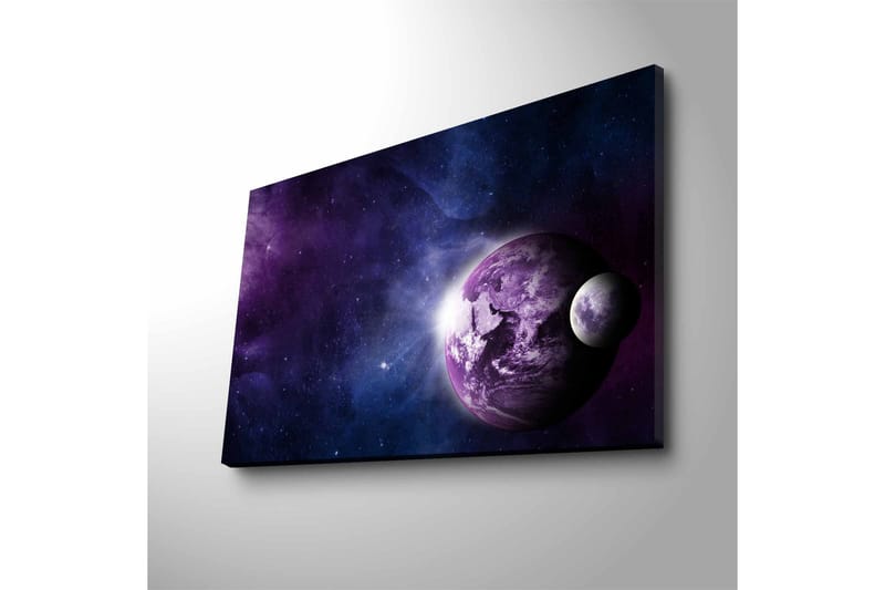 Canvas-taulu LED-valaistuksella - Avaruusmaisema planeetoilla ja tähdillä - Violetti / Sininen / Valkoinen - Sisustustuotteet - Taulu & taide - Canvas-taulu