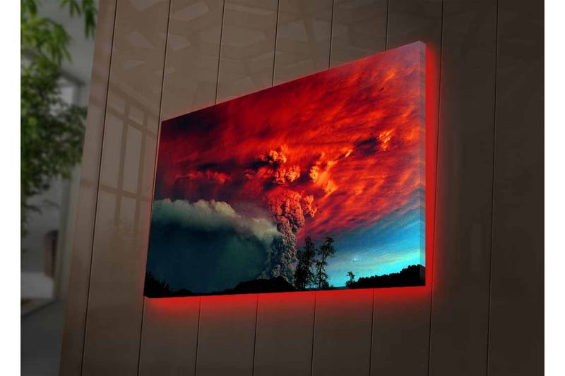 Canvas-taulu LED-valaistuksella - Dramaattinen tulivuorenpurkaus intensiivisillä väreillä taivaalla - Punainen / Musta / Sininen - Sisustustuotteet - Taulu & taide - Canvas-taulu