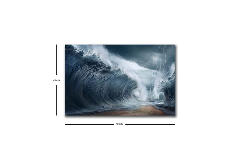 Canvas-taulu LED-valaistuksella - Dramaattiset aallot myrskyisässä meressä - Tummansininen / Harmaa / Valkoinen - Sisustustuotteet - Taulu & taide - Canvas-taulu
