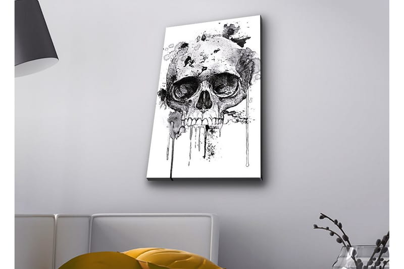 Canvas-taulu LED-valaistuksella - Kallo abstrakteilla musteyksityiskohdilla - Musta / Harmaa - Sisustustuotteet - Taulu & taide - Canvas-taulu