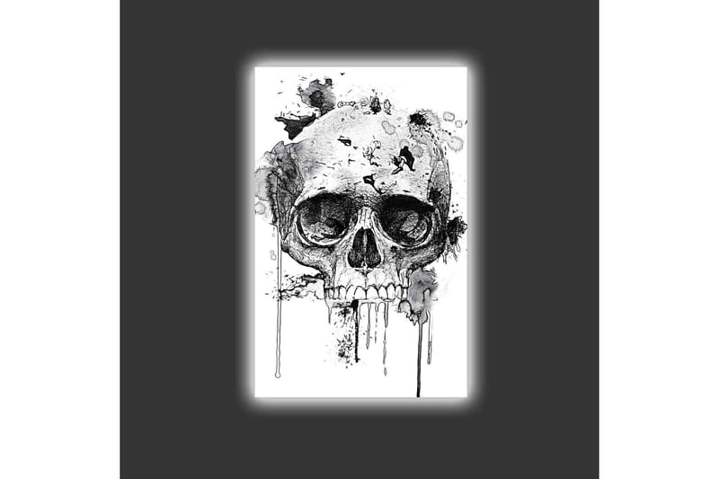 Canvas-taulu LED-valaistuksella - Kallo abstrakteilla musteyksityiskohdilla - Musta / Harmaa - Sisustustuotteet - Taulu & taide - Canvas-taulu