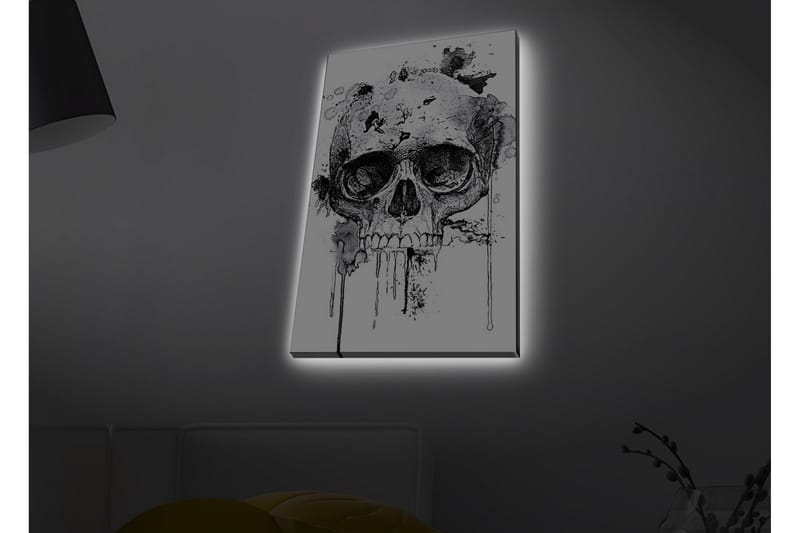 Canvas-taulu LED-valaistuksella - Kallo abstrakteilla musteyksityiskohdilla - Musta / Harmaa - Sisustustuotteet - Taulu & taide - Canvas-taulu