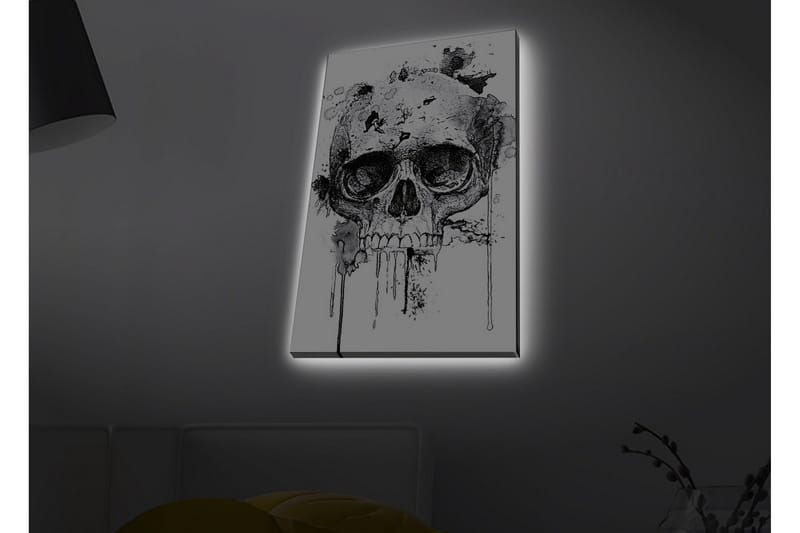 Canvas-taulu LED-valaistuksella - Kallo abstrakteilla musteyksityiskohdilla - Musta / Harmaa - Sisustustuotteet - Taulu & taide - Canvas-taulu