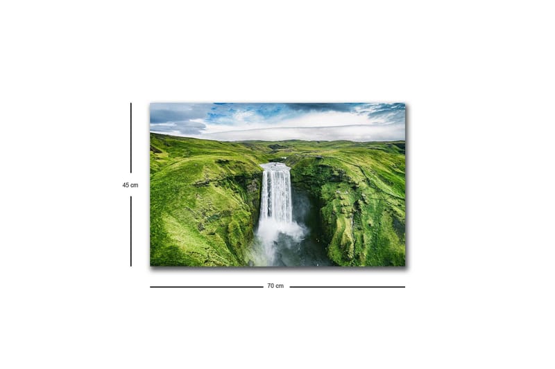 Canvas-taulu LED-valaistuksella - Kaunis vesiputous rehevässä laaksossa - Vihreä / Valkoinen / Sininen - Sisustustuotteet - Taulu & taide - Canvas-taulu