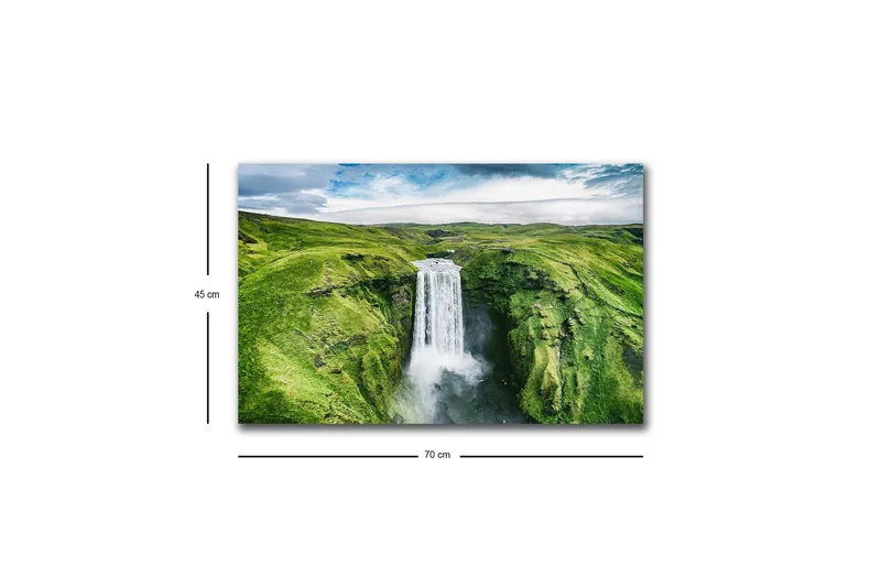 Canvas-taulu LED-valaistuksella - Kaunis vesiputous rehevässä laaksossa - Vihreä / Valkoinen / Sininen - Sisustustuotteet - Taulu & taide - Canvas-taulu