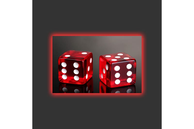 Canvas-taulu LED-valaistuksella - Kirkkaanpunaiset nopat valkoisilla pisteillä - Punainen / Valkoinen - Sisustustuotteet - Taulu & taide - Canvas-taulu