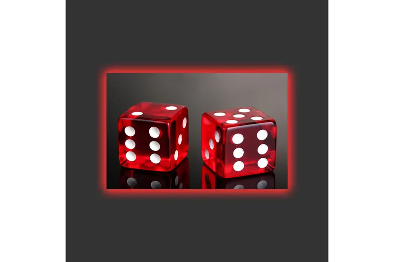 Canvas-taulu LED-valaistuksella - Kirkkaanpunaiset nopat valkoisilla pisteillä - Punainen / Valkoinen - Sisustustuotteet - Taulu & taide - Canvas-taulu