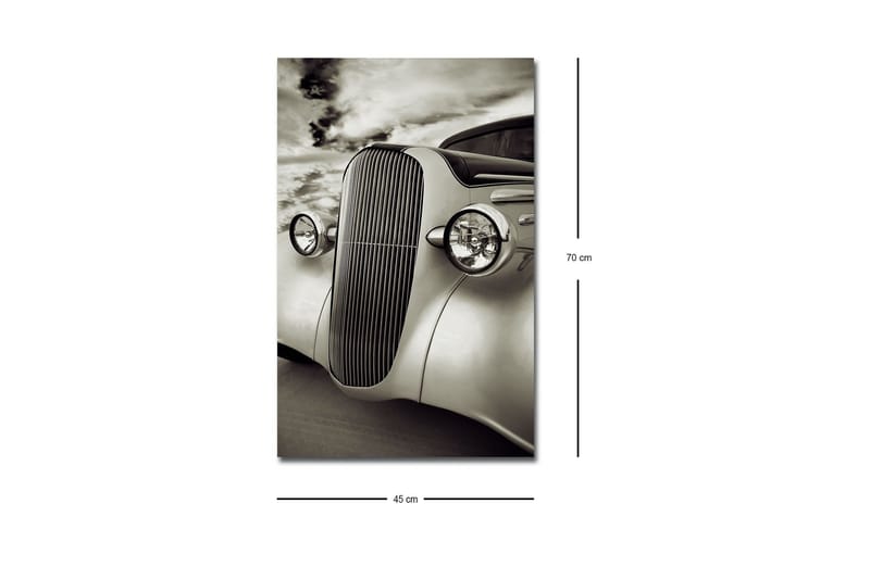 Canvas-taulu LED-valaistuksella - Klassinen auto elegantilla muotoilulla - Valkoinen / Musta / Harmaa - Sisustustuotteet - Taulu & taide - Canvas-taulu
