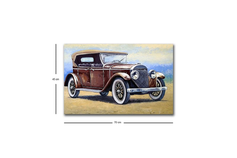 Canvas-taulu LED-valaistuksella - Klassinen auto vintage-designilla - Tummanpunainen / Harmaa / Beige - Sisustustuotteet - Taulu & taide - Canvas-taulu