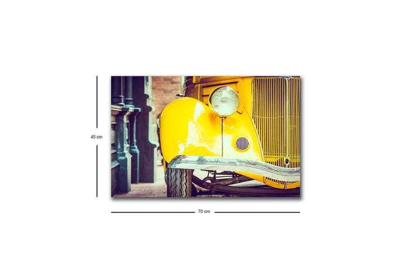 Canvas-taulu LED-valaistuksella - Klassinen keltainen auto retrotyylillä - Keltainen / Musta / Harmaa - Sisustustuotteet - Taulu & taide - Canvas-taulu