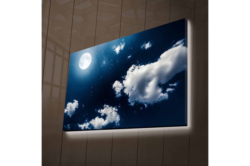 Canvas-taulu LED-valaistuksella - Komea vaaleanpunainen puu värikkäällä niityllä - Sisustustuotteet - Taulu & taide - Canvas-taulu