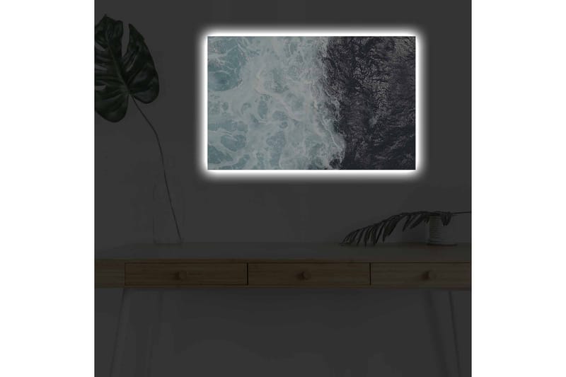 Canvas-taulu LED-valaistuksella - Kontrasti turkoosien aaltojen ja syvän mustan merenpinnan välillä - Turkoosi / Musta - Sisustustuotteet - Taulu & taide - Canvas-taulu