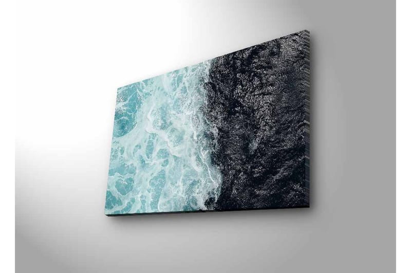 Canvas-taulu LED-valaistuksella - Kontrasti turkoosien aaltojen ja syvän mustan merenpinnan välillä - Turkoosi / Musta - Sisustustuotteet - Taulu & taide - Canvas-taulu