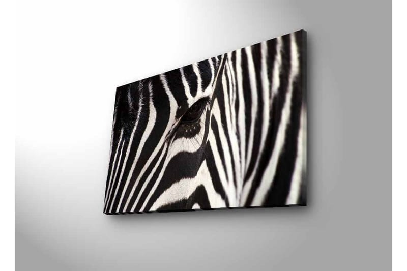 Canvas-taulu LED-valaistuksella - Lähikuva seepran kasvoista, joissa on selkeät mustavalkoiset raidat - Musta / Valkoinen - Sisustustuotteet - Taulu & taide - Canvas-taulu