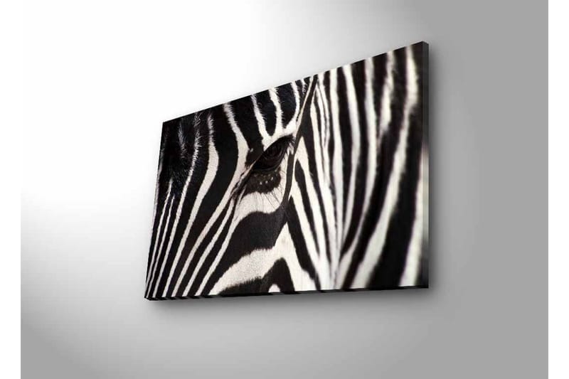 Canvas-taulu LED-valaistuksella - Lähikuva seepran kasvoista, joissa on selkeät mustavalkoiset raidat - Musta / Valkoinen - Sisustustuotteet - Taulu & taide - Canvas-taulu