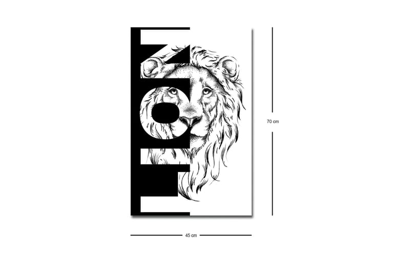 Canvas-taulu LED-valaistuksella - Leijonanpää graafisilla elementeillä - Musta / Valkoinen - Sisustustuotteet - Taulu & taide - Canvas-taulu