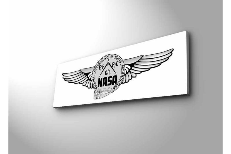 Canvas-taulu LED-valaistuksella - Logo siivillä ja NASA-aiheella - Musta / Harmaa - Sisustustuotteet - Taulu & taide - Canvas-taulu