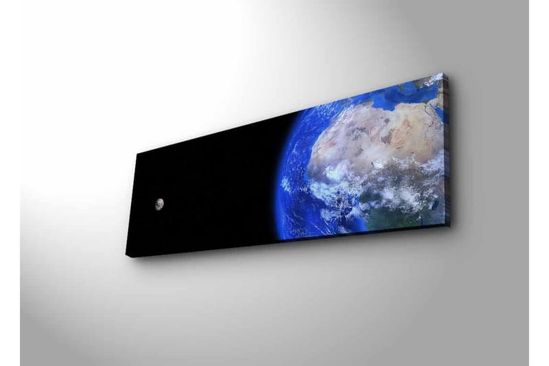 Canvas-taulu LED-valaistuksella - Maa avaruudesta nähtynä, kuu taustalla - Sininen / Harmaa / Musta - Sisustustuotteet - Taulu & taide - Canvas-taulu