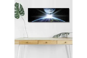 Canvas-taulu LED-valaistuksella - Maa avaruudesta nähtynä, valonsäteet murtuvat ilmakehän läpi - Sininen / Vihreä / Musta - Sisustustuotteet - Taulu & taide - Canvas-taulu