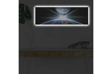 Canvas-taulu LED-valaistuksella - Maa avaruudesta nähtynä, valonsäteet murtuvat ilmakehän läpi - Sininen / Vihreä / Musta - Sisustustuotteet - Taulu & taide - Canvas-taulu