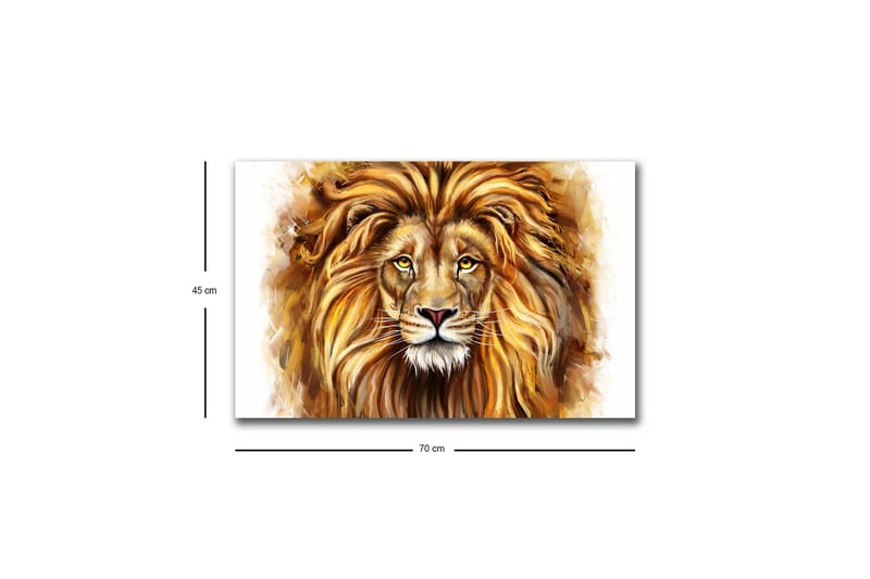 Canvas-taulu LED-valaistuksella - Majesteettinen leijonanpää yksityiskohtaisella harjalla ja ilmeikkäillä silmillä - Kulta / Ruskea / Beige - Sisustustuotteet - Taulu & taide - Canvas-taulu