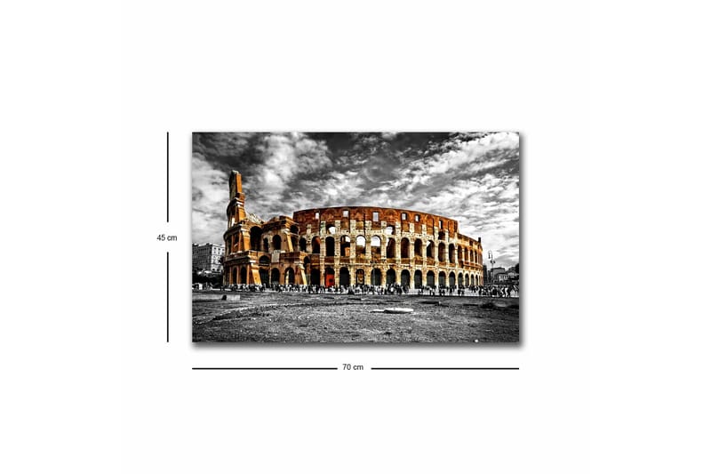 Canvas-taulu LED-valaistuksella - mustavalkoinen Colosseum oransseilla ja punaisilla vivahteilla - Musta / Oranssi / Punainen - Sisustustuotteet - Taulu & taide - Canvas-taulu