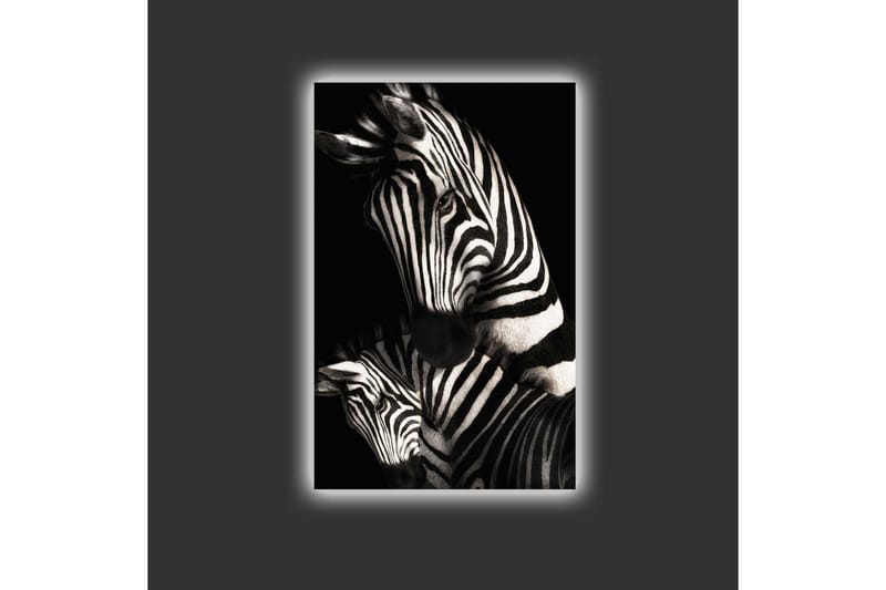 Canvas-taulu LED-valaistuksella - Mustavalkoiset seeprat erottuvilla raidoilla - Musta / Valkoinen - Sisustustuotteet - Taulu & taide - Canvas-taulu