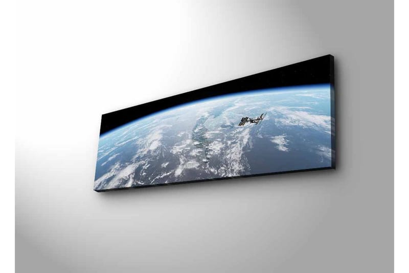 Canvas-taulu LED-valaistuksella - Näkymä Maahan avaruudesta, kansainvälinen avaruusasema tarkennuksena - Sininen / Valkoinen / Musta - Sisustustuotteet - Taulu & taide - Canvas-taulu