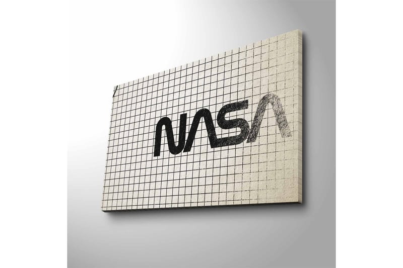 Canvas-taulu LED-valaistuksella - NASA-logon graafinen esitys ruutukuviolla - Musta / Valkoinen / Harmaa - Sisustustuotteet - Taulu & taide - Canvas-taulu