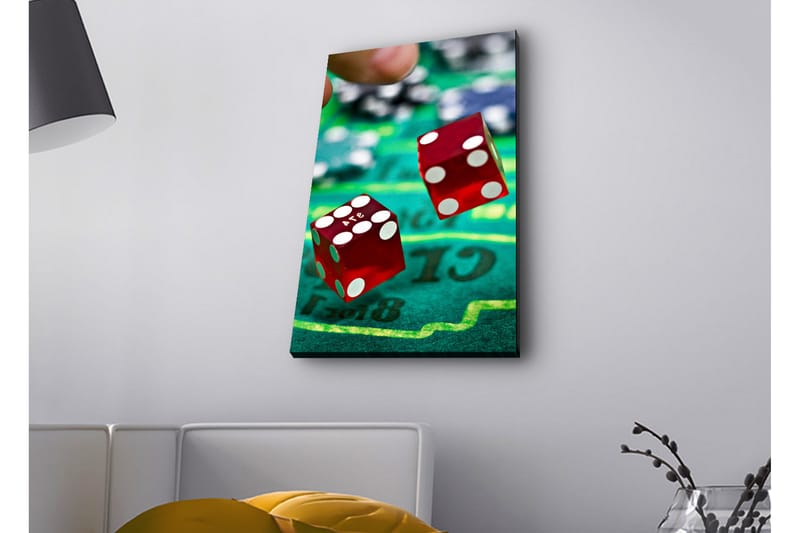 Canvas-taulu LED-valaistuksella - Nopanheitto vihreällä pelikentällä - Punainen / Vihreä / Musta - Sisustustuotteet - Taulu & taide - Canvas-taulu