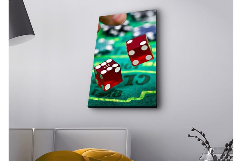 Canvas-taulu LED-valaistuksella - Nopanheitto vihreällä pelikentällä - Punainen / Vihreä / Musta - Sisustustuotteet - Taulu & taide - Canvas-taulu