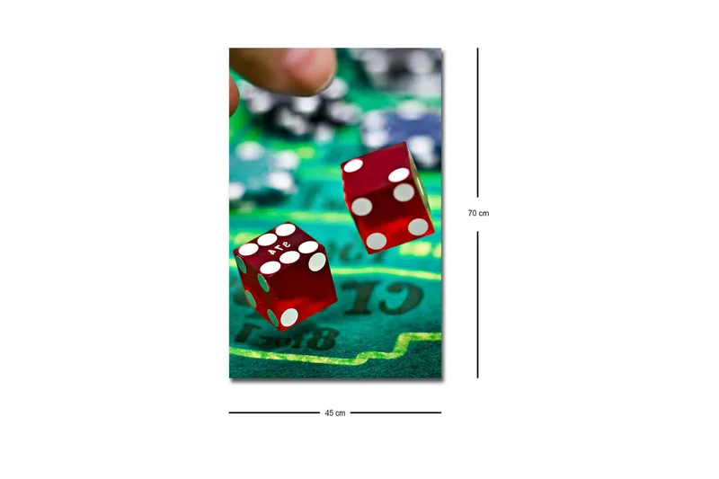 Canvas-taulu LED-valaistuksella - Nopanheitto vihreällä pelikentällä - Punainen / Vihreä / Musta - Sisustustuotteet - Taulu & taide - Canvas-taulu