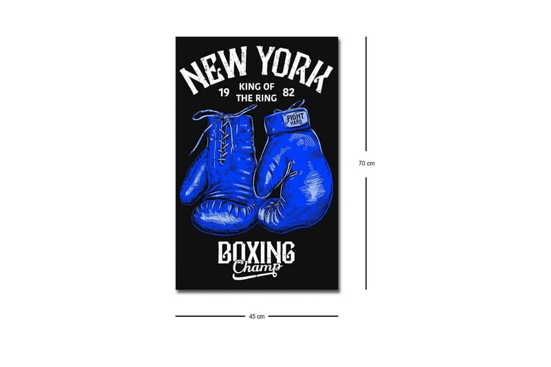 Canvas-taulu LED-valaistuksella - Nyrkkeilyhanskat tekstillä ja graafisilla yksityiskohdilla - Sininen / Musta - Sisustustuotteet - Taulu & taide - Canvas-taulu