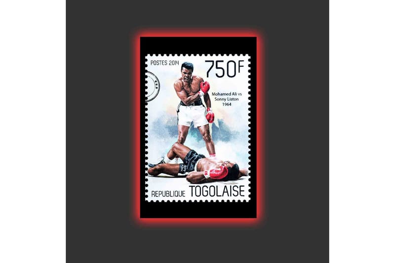 Canvas-taulu LED-valaistuksella - Nyrkkeilyottelu kahden kuuluisan nyrkkeilijän välillä - Punainen / Musta / Valkoinen - Sisustustuotteet - Taulu & taide - Canvas-taulu