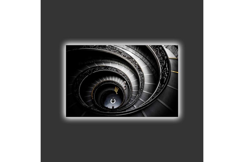 Canvas-taulu LED-valaistuksella - Spiraaliportaat eleganteilla yksityiskohdilla - Musta / Harmaa / Keltainen - Sisustustuotteet - Taulu & taide - Canvas-taulu
