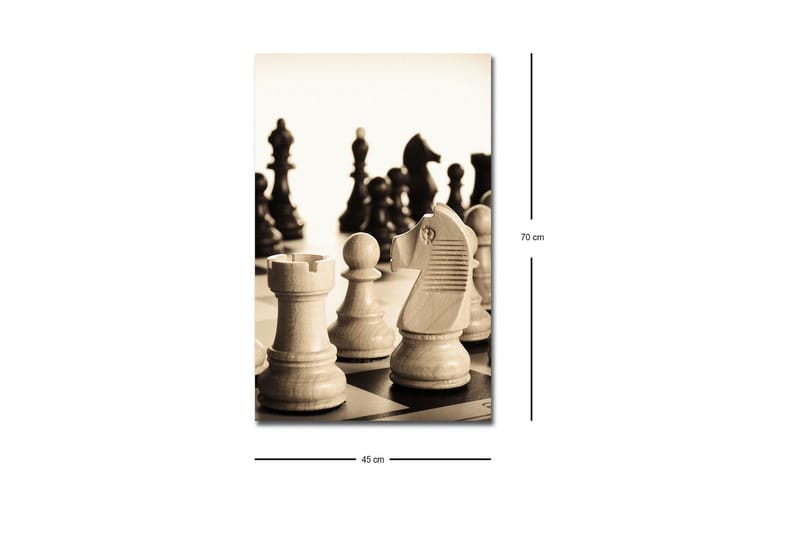 Canvas-taulu LED-valaistuksella - Strateginen shakkiasetelma puupaloilla - Beige / Musta / Ruskea - Sisustustuotteet - Taulu & taide - Canvas-taulu