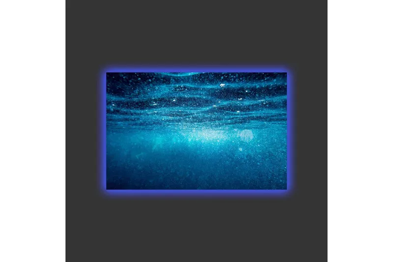 Canvas-taulu LED-valaistuksella - Syvänsininen merimaisema valonheijastuksilla - Tummansininen / Turkoosi - Sisustustuotteet - Taulu & taide - Canvas-taulu