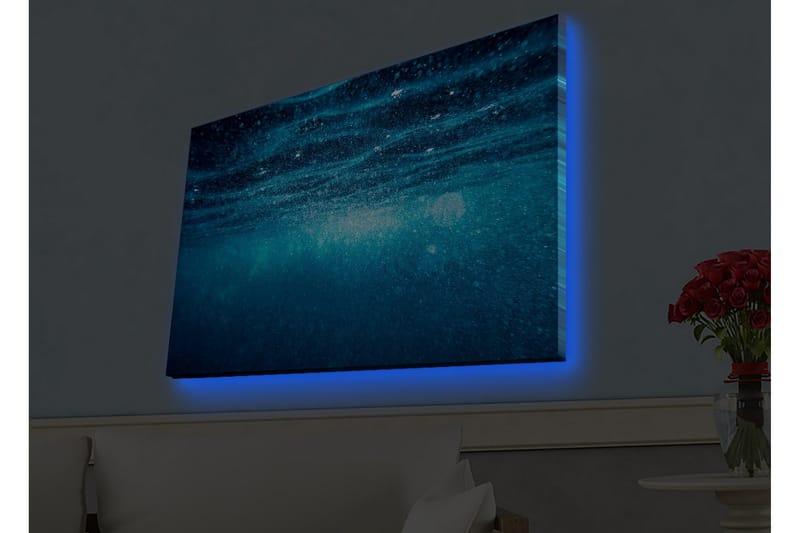 Canvas-taulu LED-valaistuksella - Syvänsininen merimaisema valonheijastuksilla - Tummansininen / Turkoosi - Sisustustuotteet - Taulu & taide - Canvas-taulu