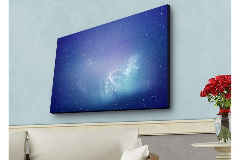 Canvas-taulu LED-valaistuksella - Tähtigalaksi syvän sinisenä ja violettina, Syvän sininen / Violetti / Turkoosi