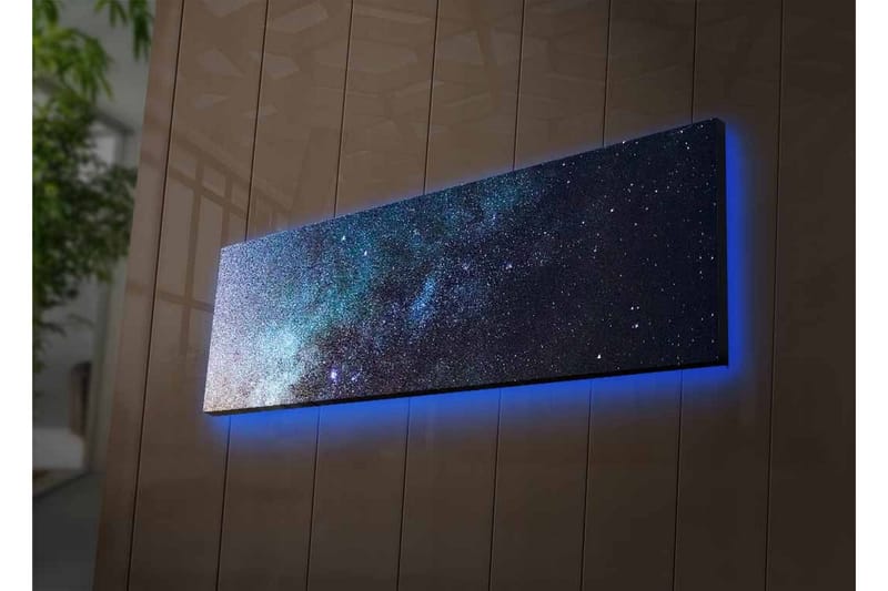 Canvas-taulu LED-valaistuksella - Tähtitaivas galakseineen ja tähdineen - Tummansininen / Musta / Vaaleansininen - Sisustustuotteet - Taulu & taide - Canvas-taulu