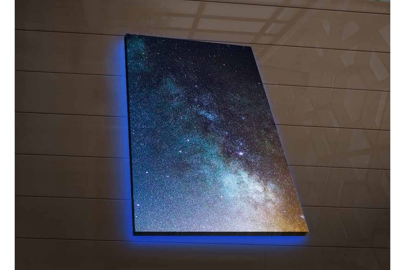 Canvas-taulu LED-valaistuksella - Tähtitaivas galakseineen ja tähdineen - Tummansininen / Musta / Vaaleansininen - Sisustustuotteet - Taulu & taide - Canvas-taulu