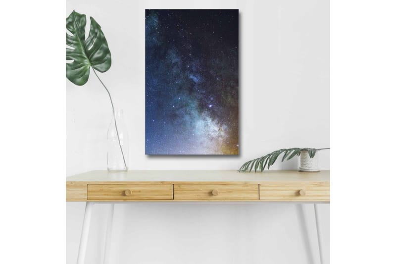 Canvas-taulu LED-valaistuksella - Tähtitaivas galakseineen ja tähdineen - Tummansininen / Musta / Vaaleansininen - Sisustustuotteet - Taulu & taide - Canvas-taulu