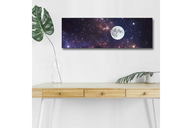 Canvas-taulu LED-valaistuksella - Tähtitaivas ja iso kuu - Tummansininen / Violetti / Valkoinen - Sisustustuotteet - Taulu & taide - Canvas-taulu