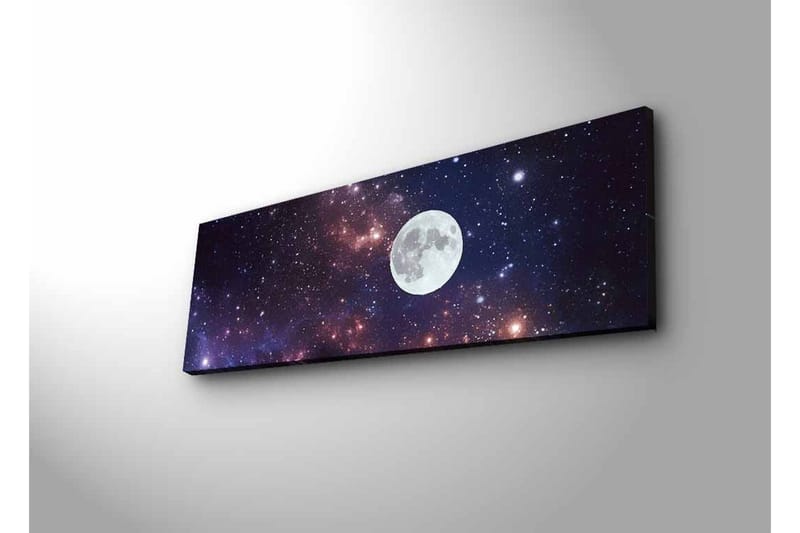 Canvas-taulu LED-valaistuksella - Tähtitaivas ja iso kuu - Tummansininen / Violetti / Valkoinen - Sisustustuotteet - Taulu & taide - Canvas-taulu