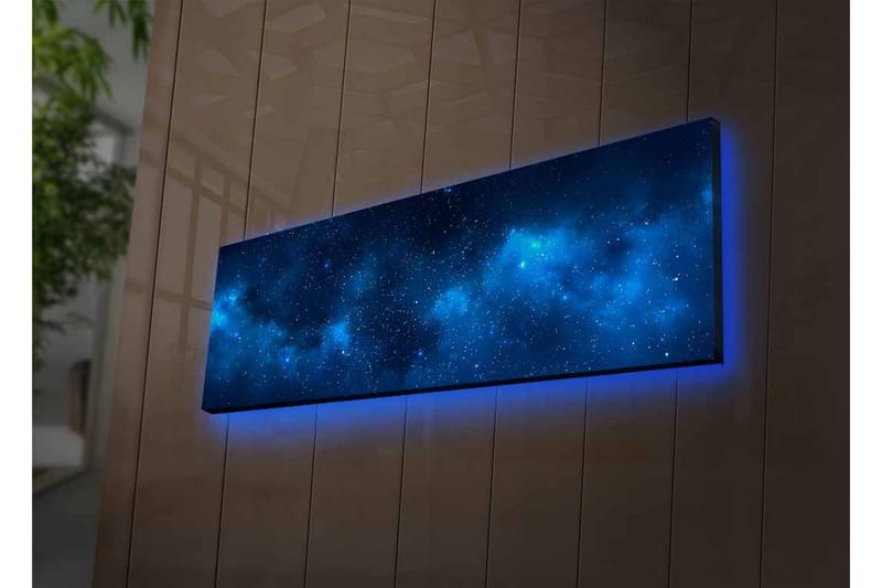 Canvas-taulu LED-valaistuksella - Tähtitaivas pehmeillä pilvimuodostelmilla - Tummansininen / Vaaleansininen / Musta - Sisustustuotteet - Taulu & taide - Canvas-taulu
