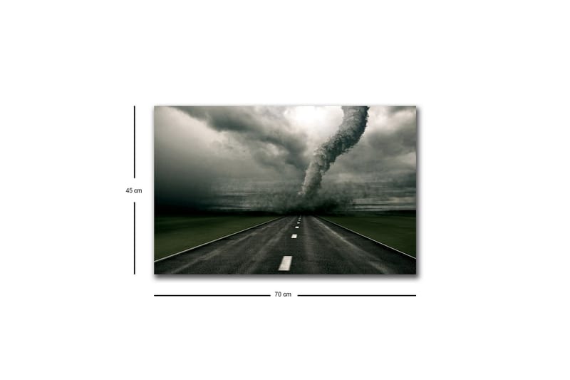 Canvas-taulu LED-valaistuksella - Tornado pyyhkäisee autiota tietä - Harmaa / Musta / Vihreä - Sisustustuotteet - Taulu & taide - Canvas-taulu
